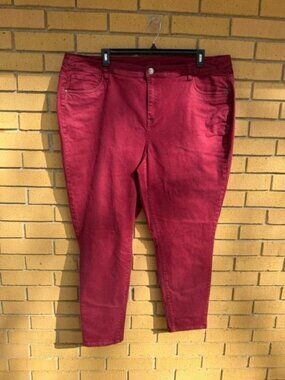 Lane Bryant Women's Red Stretch Denim Bootcut Jeans Size 28 Plus Pockets